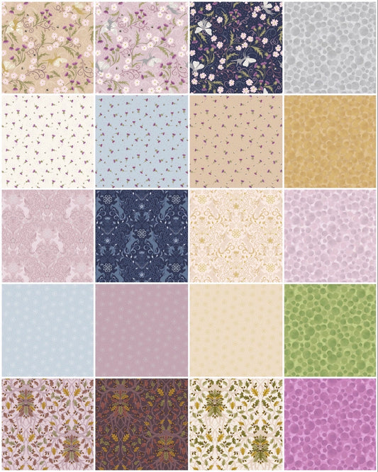Lewis & Irene Celtic Fairies Fabric Collection Gold Metallic Celtic Flowers on Dark Cream A732.1