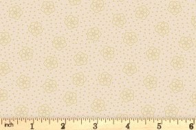 Lewis & Irene Celtic Fairies Fabric Collection Gold Metallic Celtic Flowers on Dark Cream A732.1
