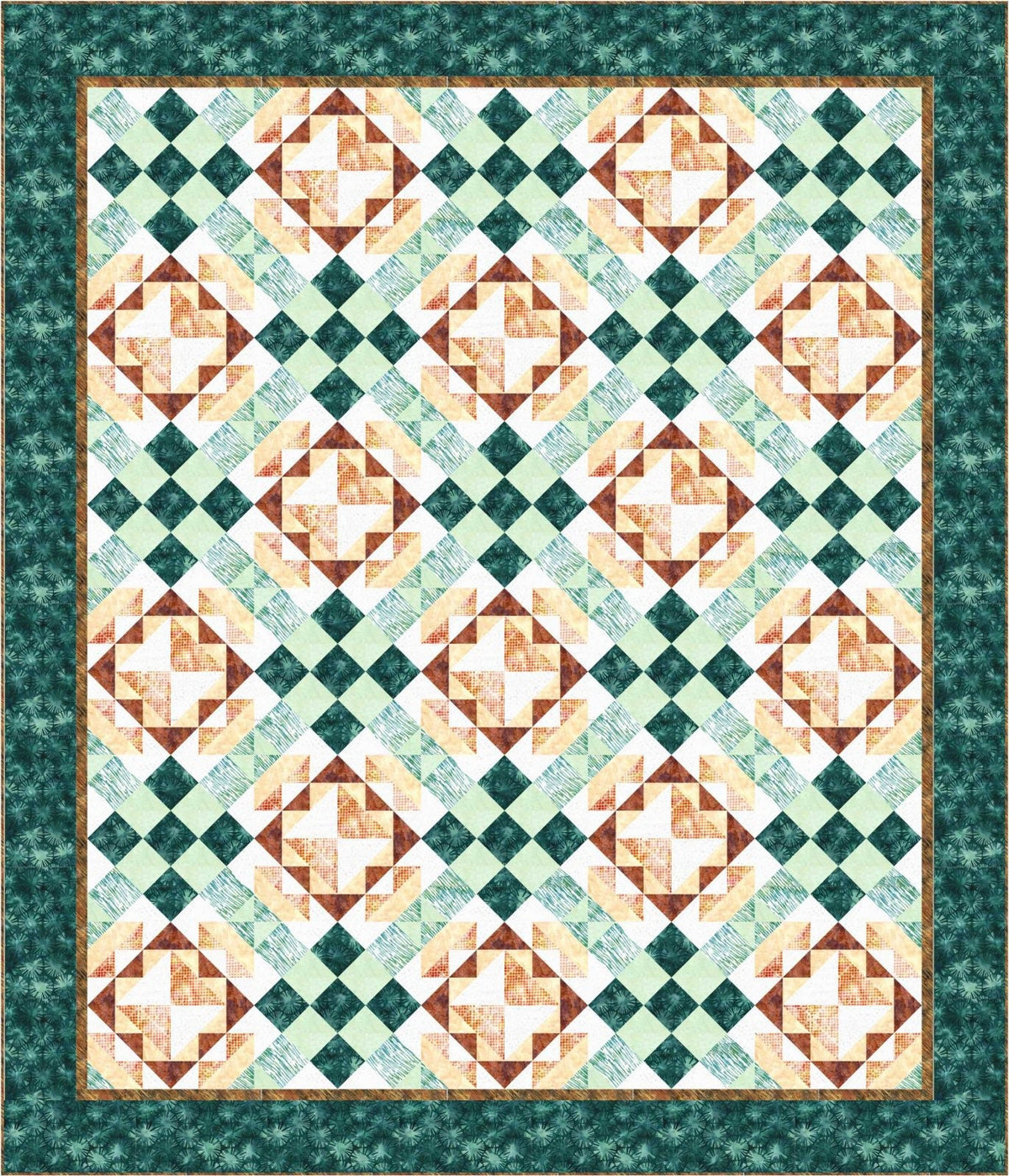 Needle In A Hayes Stack Spanish Tile Quilt Pattern Finished Size: 67"x80.5"