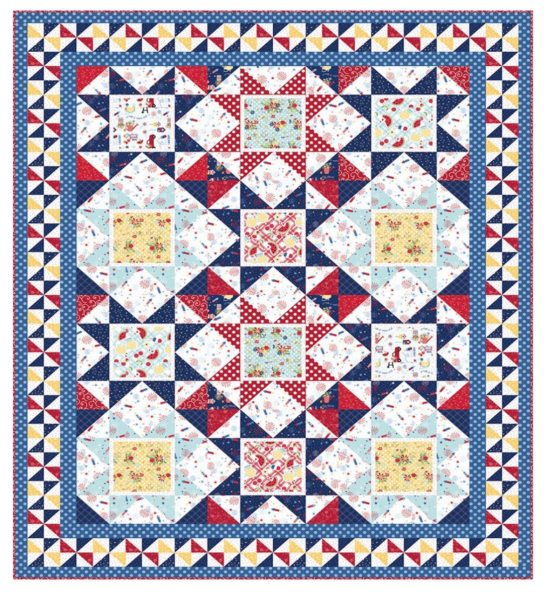 The Whimsical Workshop Hello Sumer Quilt Pattern Finished Size: 63"x79"
