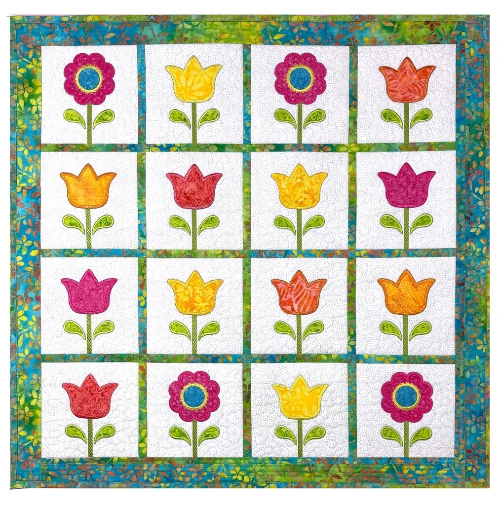 Fabric Confetti Spring Flowers In-the-Hoop Wall Hanging Machine Embroidery CD - 2 Size Variations Per Pattern - BONUS SVG Files