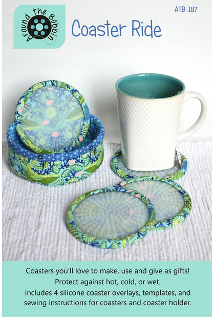 Around The Bobbin Coaster Ride Drink Coaster Pattern (Includes 4 Silicone Inserts)