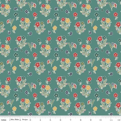 Riley Blake Love You S'more Fabric Collection Floral on Teal Authentic Premium 100% Cotton Quilt Shop Quality Fabrics