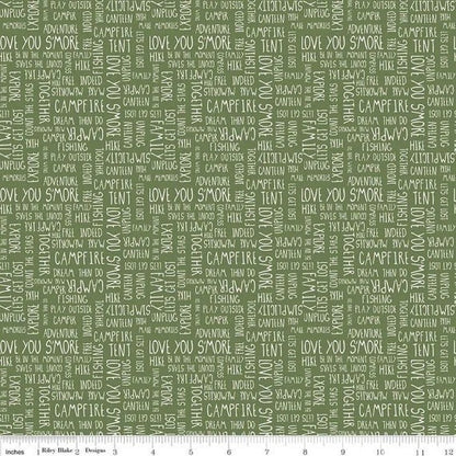 Riley Blake Love You S'more Fabric Collection Text on Olive Authentic Premium 100% Cotton Quilt Shop Quality Fabrics