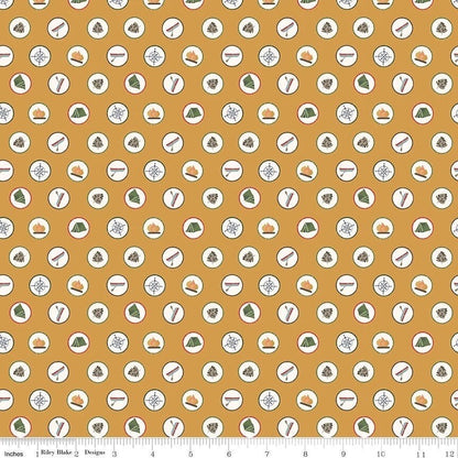 Riley Blake Love You S'more Fabric Collection Badges on Gold Premium 100% Cotton Quilt Shop Quality Fabrics