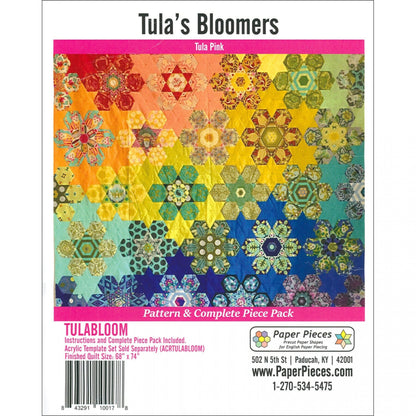 Tula Pink Tula's Bloomers- Complete Pattern and Piece Pack Quilt Pattern - Optional 4pc Acrylic Templates