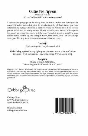 Cabbage Rose Cutie Pie Apron Pattern