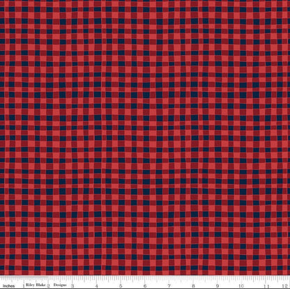 Riley Blake Love You S'more Fabric Collection Gingham on Red Authentic Premium 100% Cotton Quilt Shop Quality Fabrics
