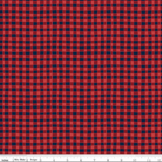 Riley Blake Love You S'more Fabric Collection Gingham on Red Authentic Premium 100% Cotton Quilt Shop Quality Fabrics