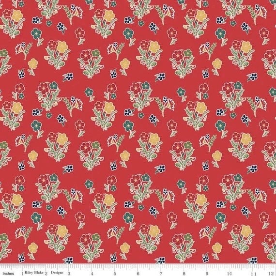 Riley Blake Love You S'more Fabric Collection Floral on Red Authentic Premium 100% Cotton Quilt Shop Quality Fabrics