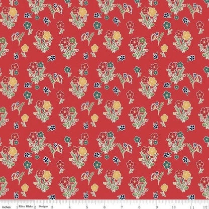 Riley Blake Love You S'more Fabric Collection Floral on Red Authentic Premium 100% Cotton Quilt Shop Quality Fabrics