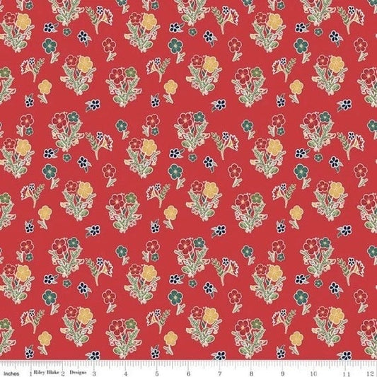 Riley Blake Love You S'more Fabric Collection Floral on Red Authentic Premium 100% Cotton Quilt Shop Quality Fabrics