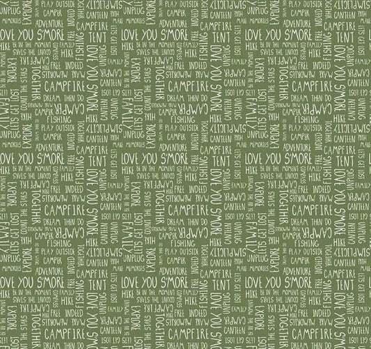 Riley Blake Love You S'more Fabric Collection Text on Olive Authentic Premium 100% Cotton Quilt Shop Quality Fabrics