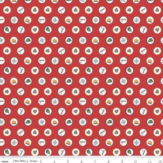 Riley Blake Love You S'more Fabric Collection Badges on Red Premium 100% Cotton Quilt Shop Quality Fabrics