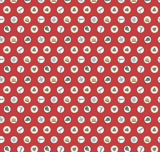 Riley Blake Love You S'more Fabric Collection Badges on Red Premium 100% Cotton Quilt Shop Quality Fabrics