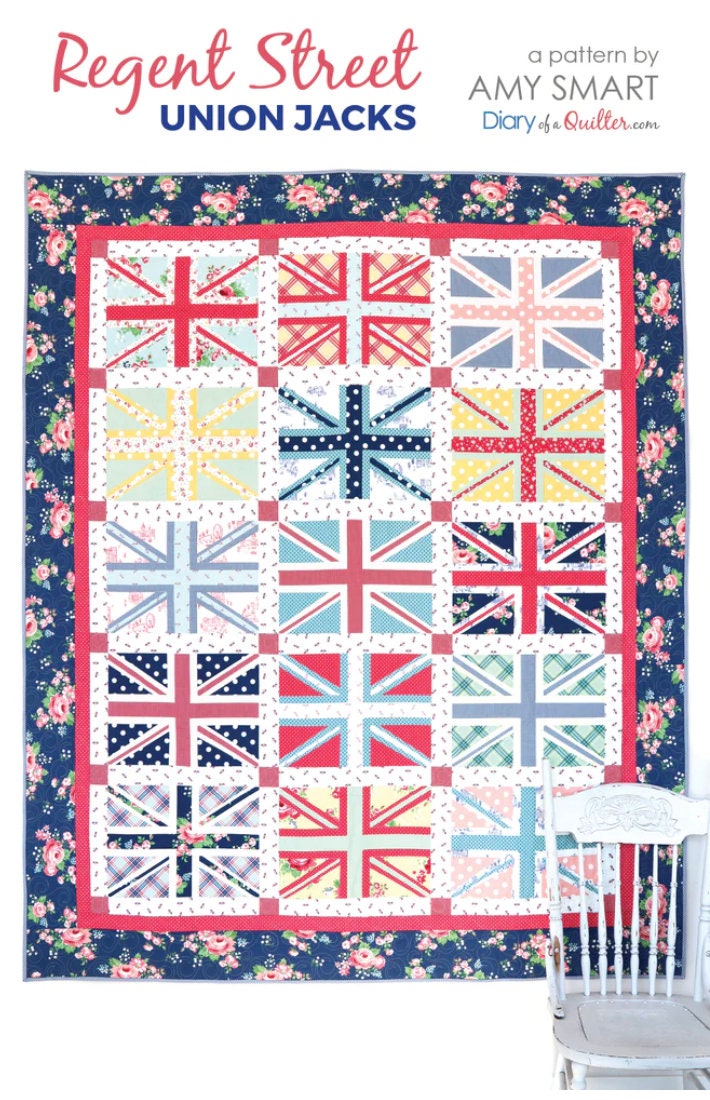 Diary of a Quilter Regent Street Union Jack Quilt Pattern - 4 Size Variations Per Pattern
