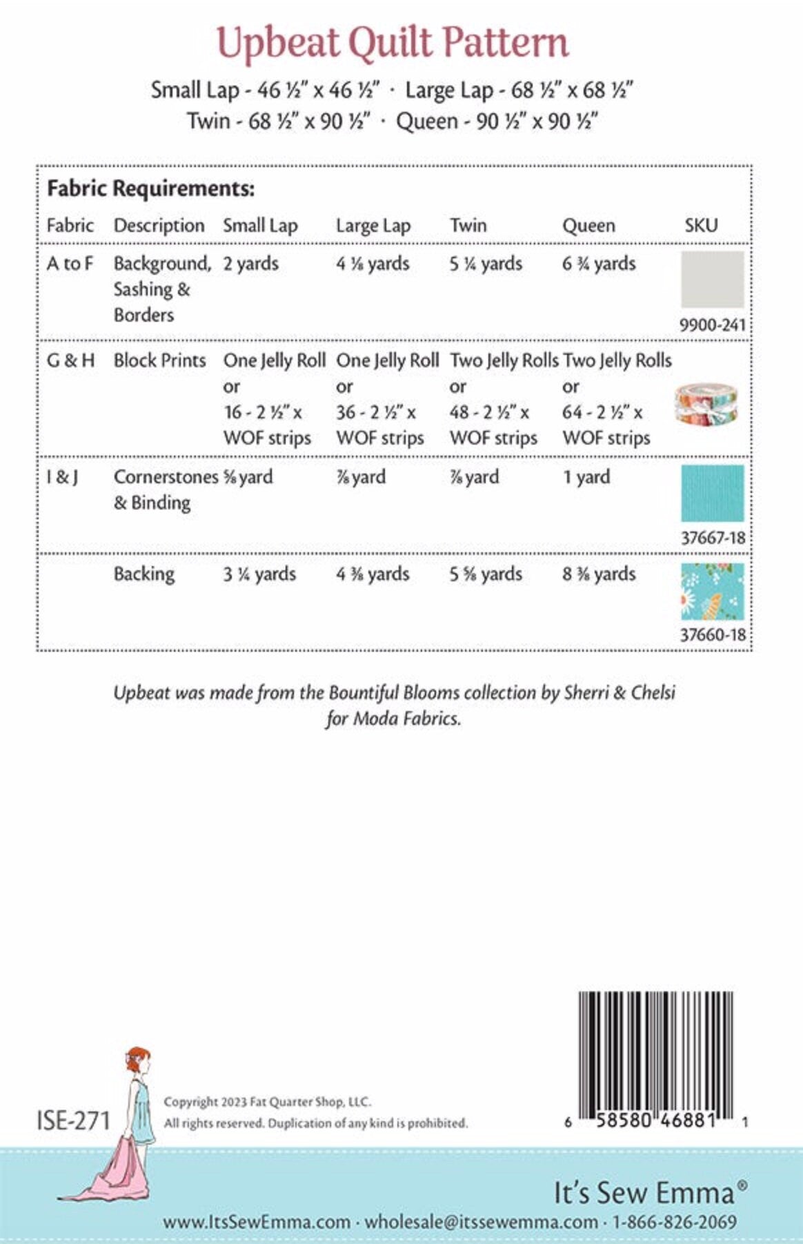 It’s Sew Emma Upbeat Quilt Pattern - 4 Size Variations Per Pattern