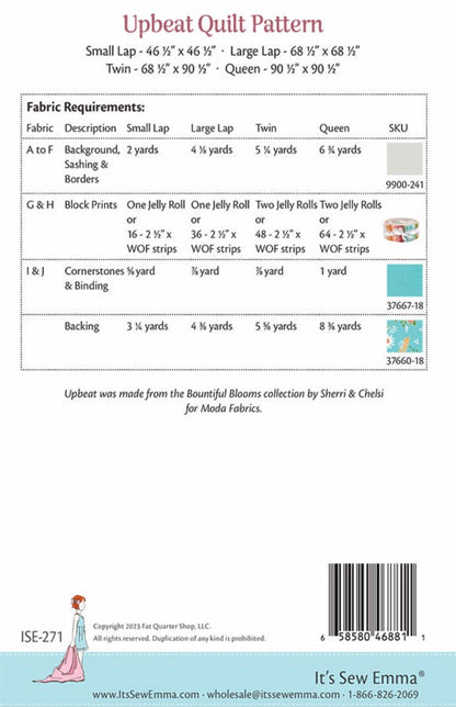 It’s Sew Emma Upbeat Quilt Pattern - 4 Size Variations Per Pattern