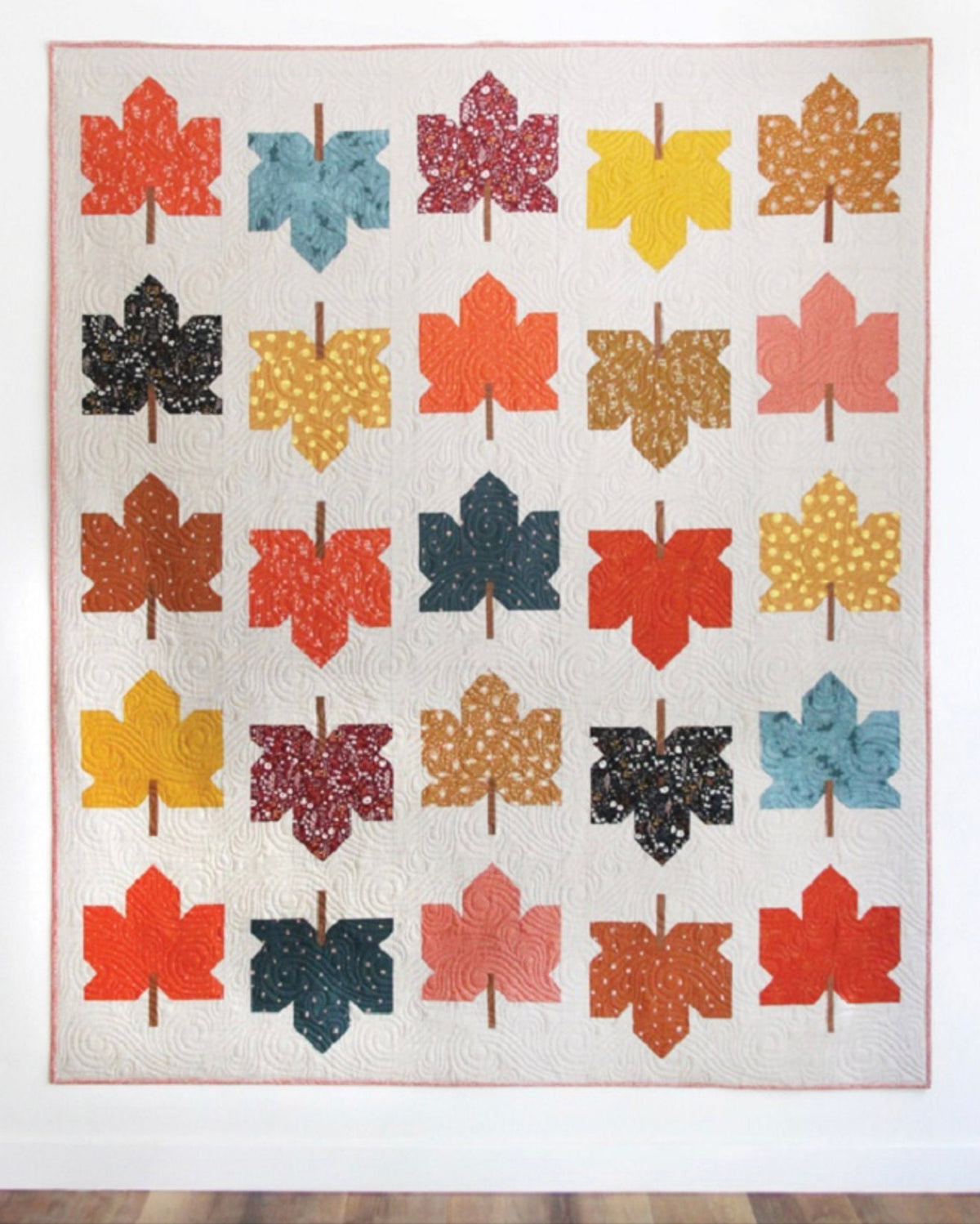 Cluck Cluck Sew Fall Leaves Quilt Pattern Finished Size: 62"x74"