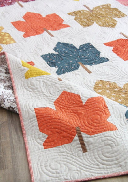 Cluck Cluck Sew Fall Leaves Quilt Pattern Finished Size: 62"x74"