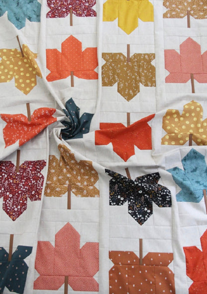 Cluck Cluck Sew Fall Leaves Quilt Pattern Finished Size: 62"x74"