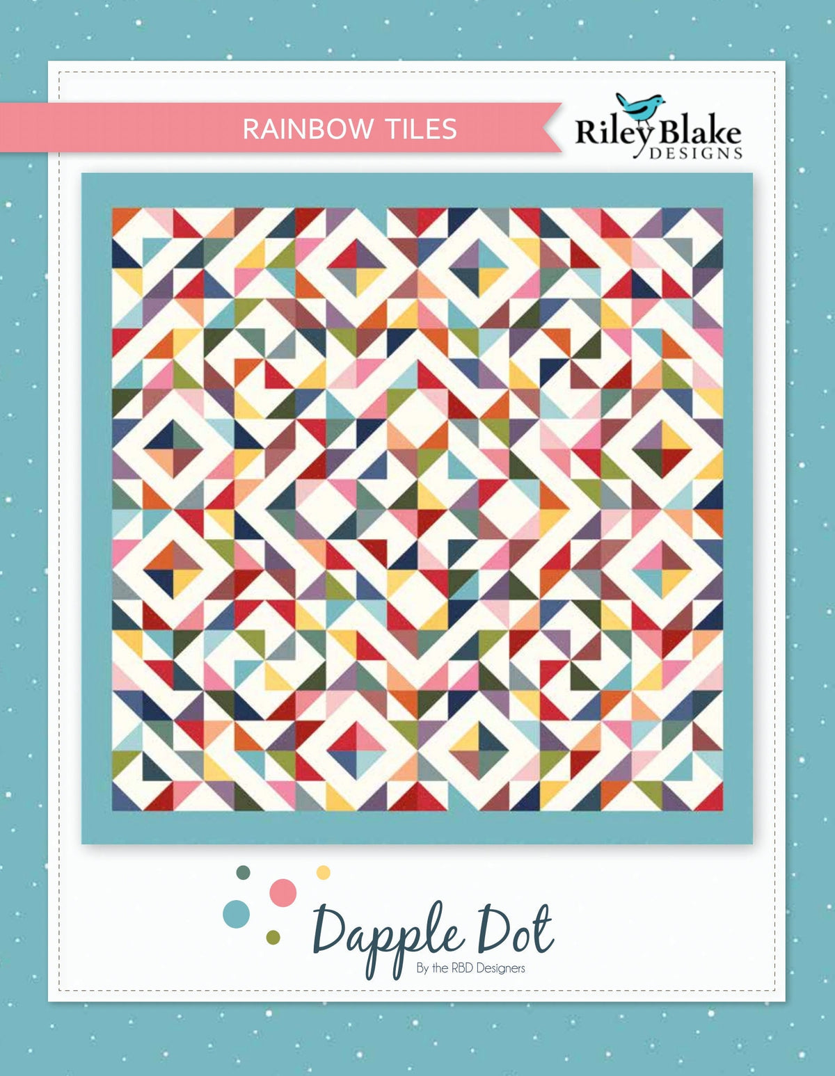 Riley Blake Rainbow Tiles Quilt Kit Featuring Dapple Dots Fabric Collection Finished Size: 88"x88"