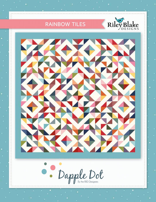 Riley Blake Rainbow Tiles Quilt Kit Featuring Dapple Dots Fabric Collection Finished Size: 88"x88"