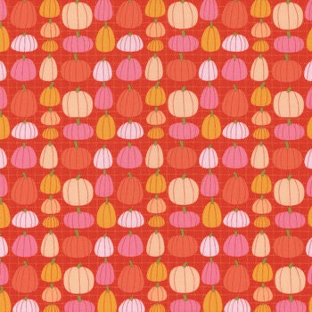 Poppie Cotton Kitty Loves Candy Fabric Collection Pumpkin Patch on Pink Premium 100% Quilt Shop Quality Cotton Fabrics