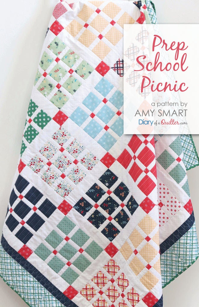 Diary of a Quilter Amy Smart Prep School Picnic Quilt Pattern - 4 Size Variations Per Pattern