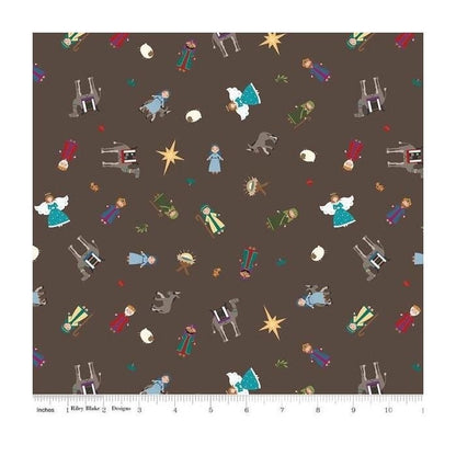 LAST BOLT! Riley Blake Silent Night Fabric Collection Nativity Characters on Earth Sparkle Authentic Premium 100% Cotton Fabrics