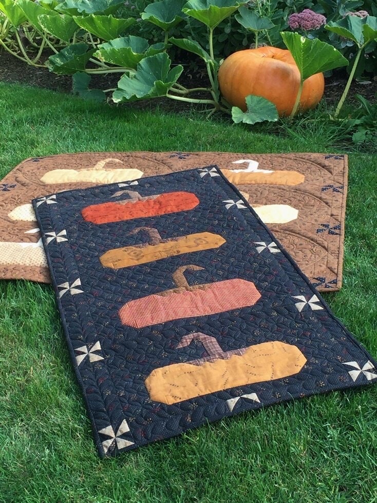 Laugh Yourself Into Stitches Cinderella Pumpkins Wall Hanging and Table Runner Quilt Pattern - 2 Size Variations Per Pattern
