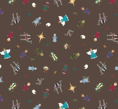 LAST BOLT! Riley Blake Silent Night Fabric Collection Nativity Characters on Earth Sparkle Authentic Premium 100% Cotton Fabrics