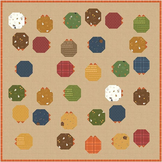 Riley Blake Bee Sew Inspired Scattered Chickens Quilt Kit Featuring Country Life Fabric Collection