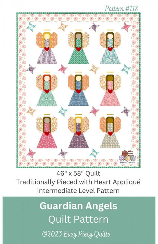 Easy Piecy Quilts Guardian Angles Quilt Pattern Finished Size: 48"x60"