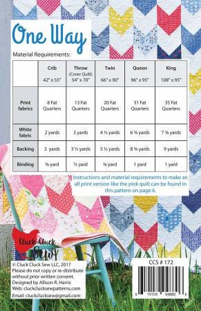 Cluck Cluck Sew One Way Quilt Pattern - 5 Size Variations Per Pattern