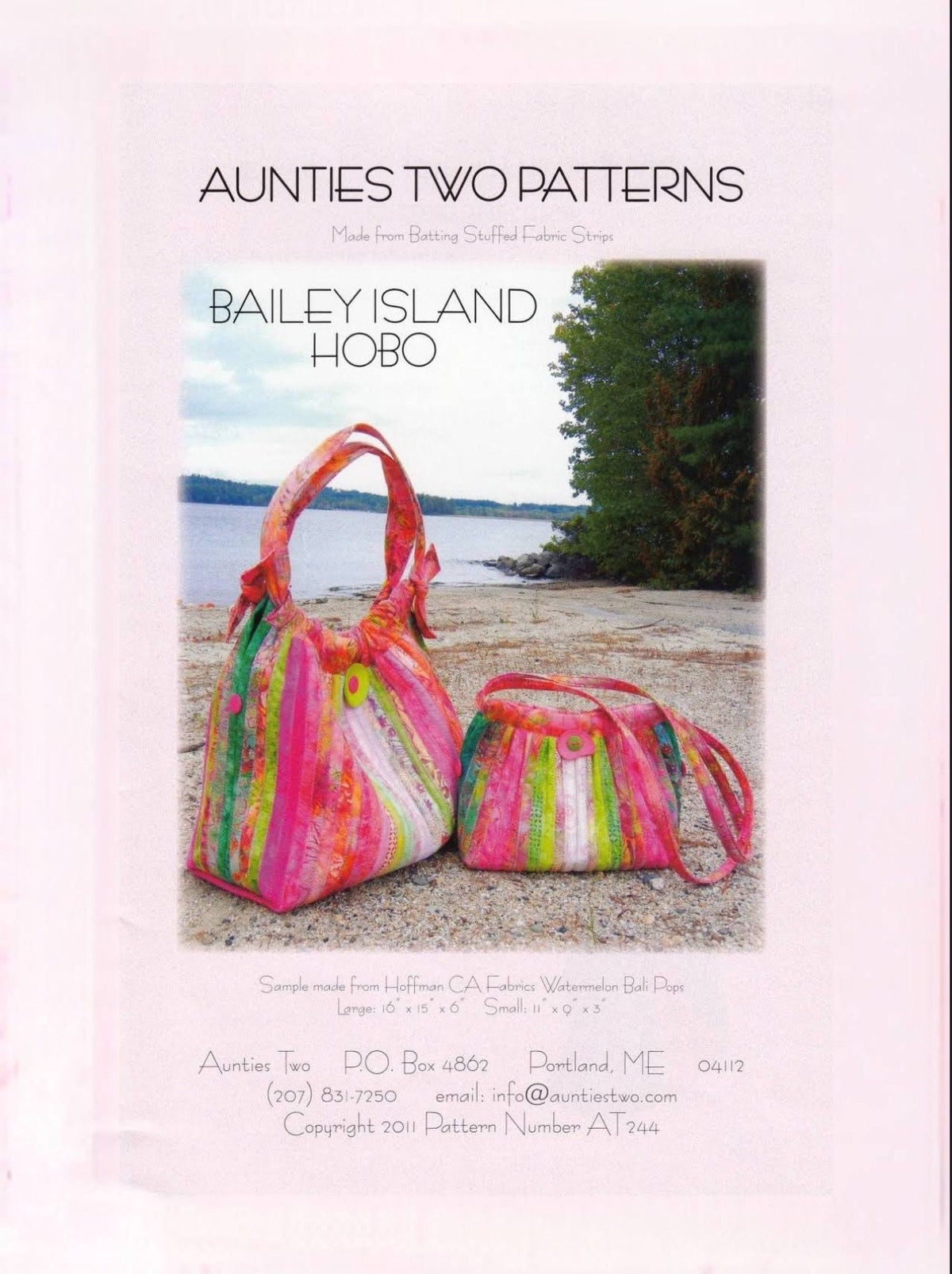 Aunties Two Bailey Island Hobo Bag Pattern AT244