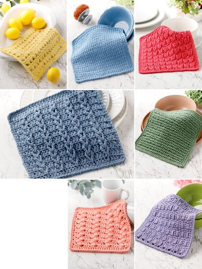 Annie's Crochet Learn-A-Stitch Dishcloths - 7 Projects Per Pattern Book