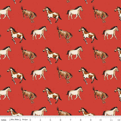 Riley Blake Wild Rose Fabric Collection Horses on Red Premium 100% Cotton Quilt Shop Quality Fabrics