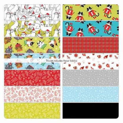 LAST THREE!! Benartex Meowy Christmas Quilt Kit Featuring Benartex Meowy Christmas Fabric Collection Finished Size: 36"x30"