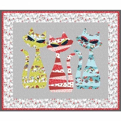 LAST THREE!! Benartex Meowy Christmas Quilt Kit Featuring Benartex Meowy Christmas Fabric Collection Finished Size: 36"x30"