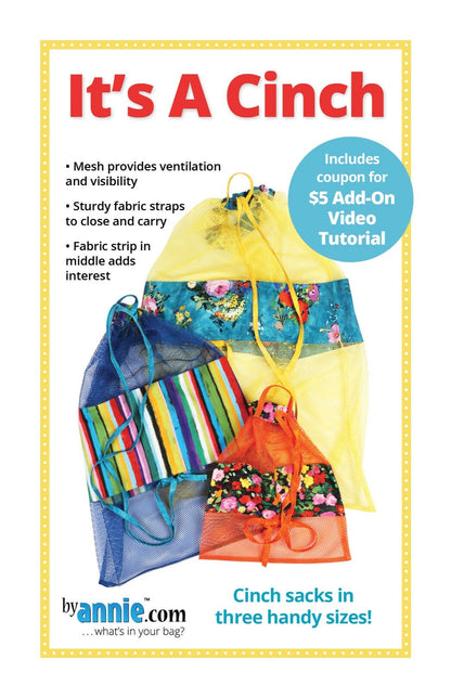 ByAnnie It's A Cinch Bag Pattern (14 Colors of 18"x54" Mesh Packs Sold Separately)