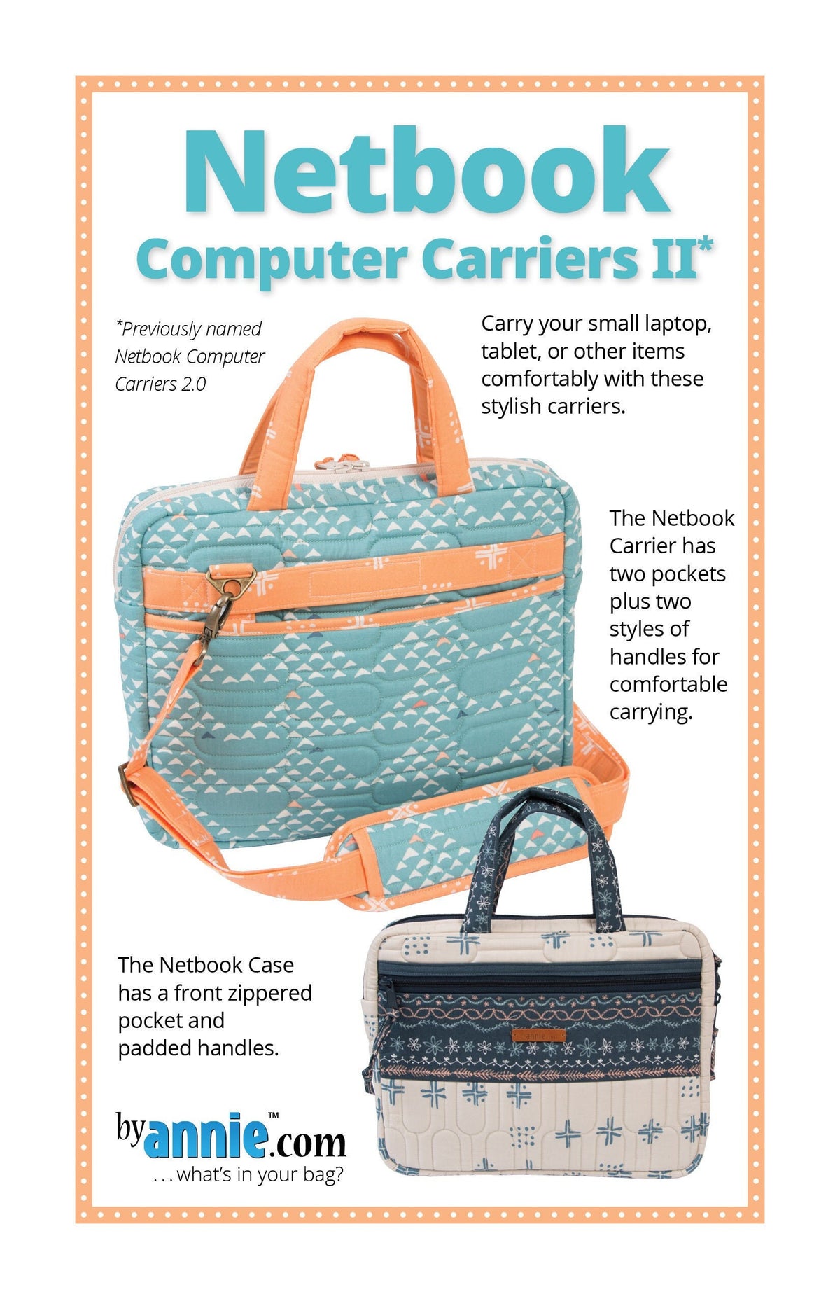 ByAnnie Netbook Computer Carrier II Pattern - 2 Size Variations Per Pattern (14 Colors of 18"x54" Mesh Packs Sold Separately)