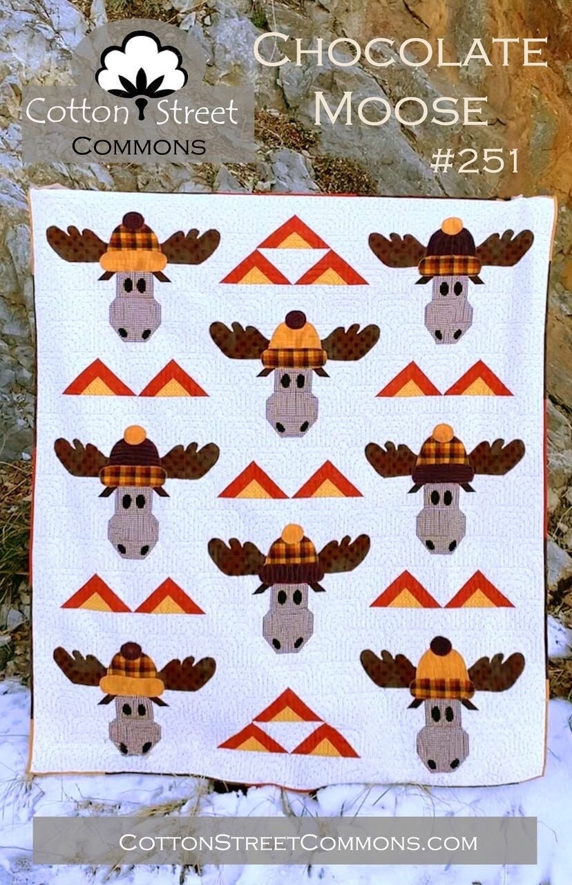 DIGITAL DOWNLOAD Cotton Street Commons Chocolate Moose Quilt Pattern Finished Size 70"x80"