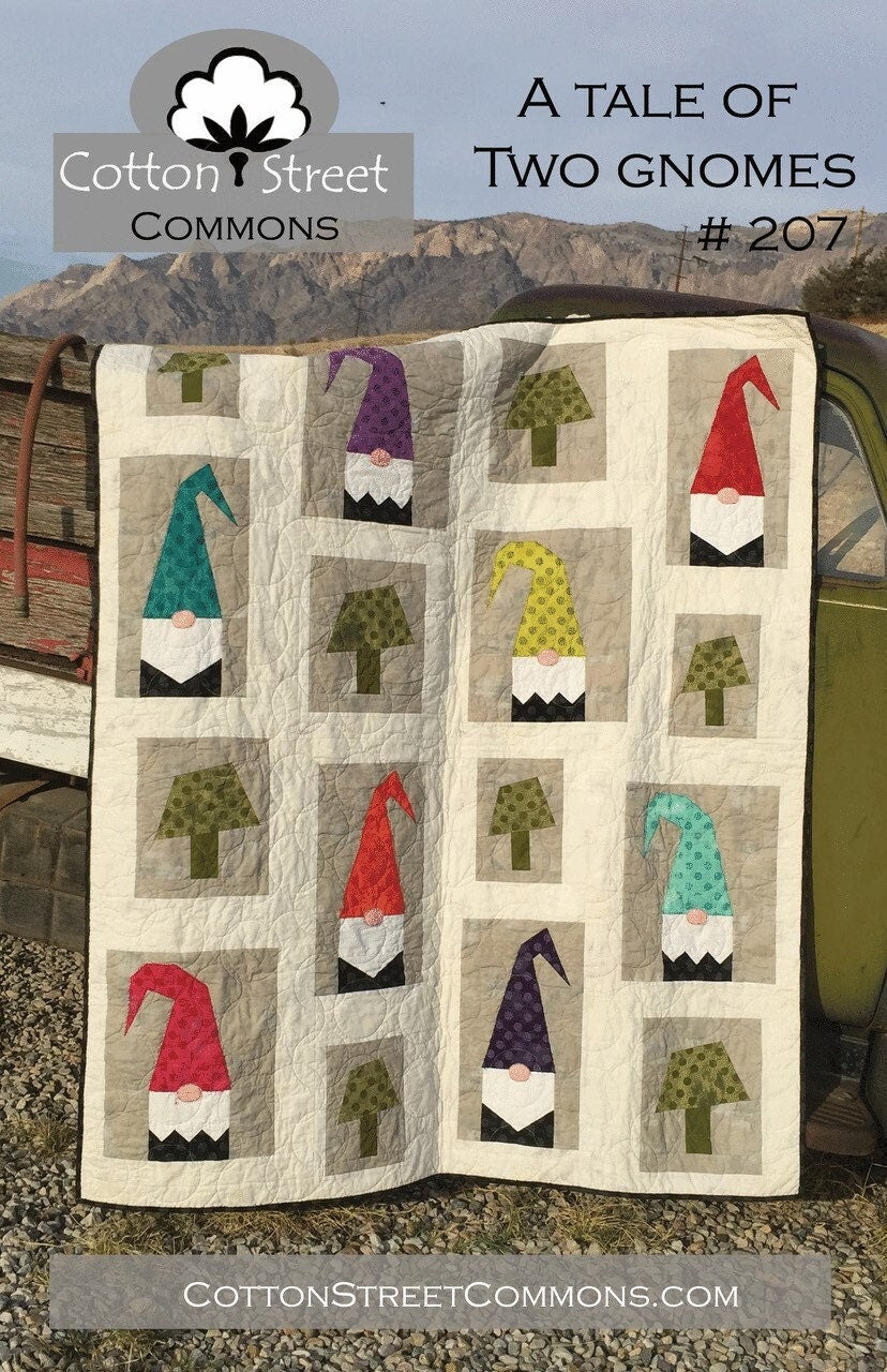 DIGITAL DOWNLOAD Cotton Street Commons A Tale of Two Gnomes Quilt Pattern Finished Size 60"x72"