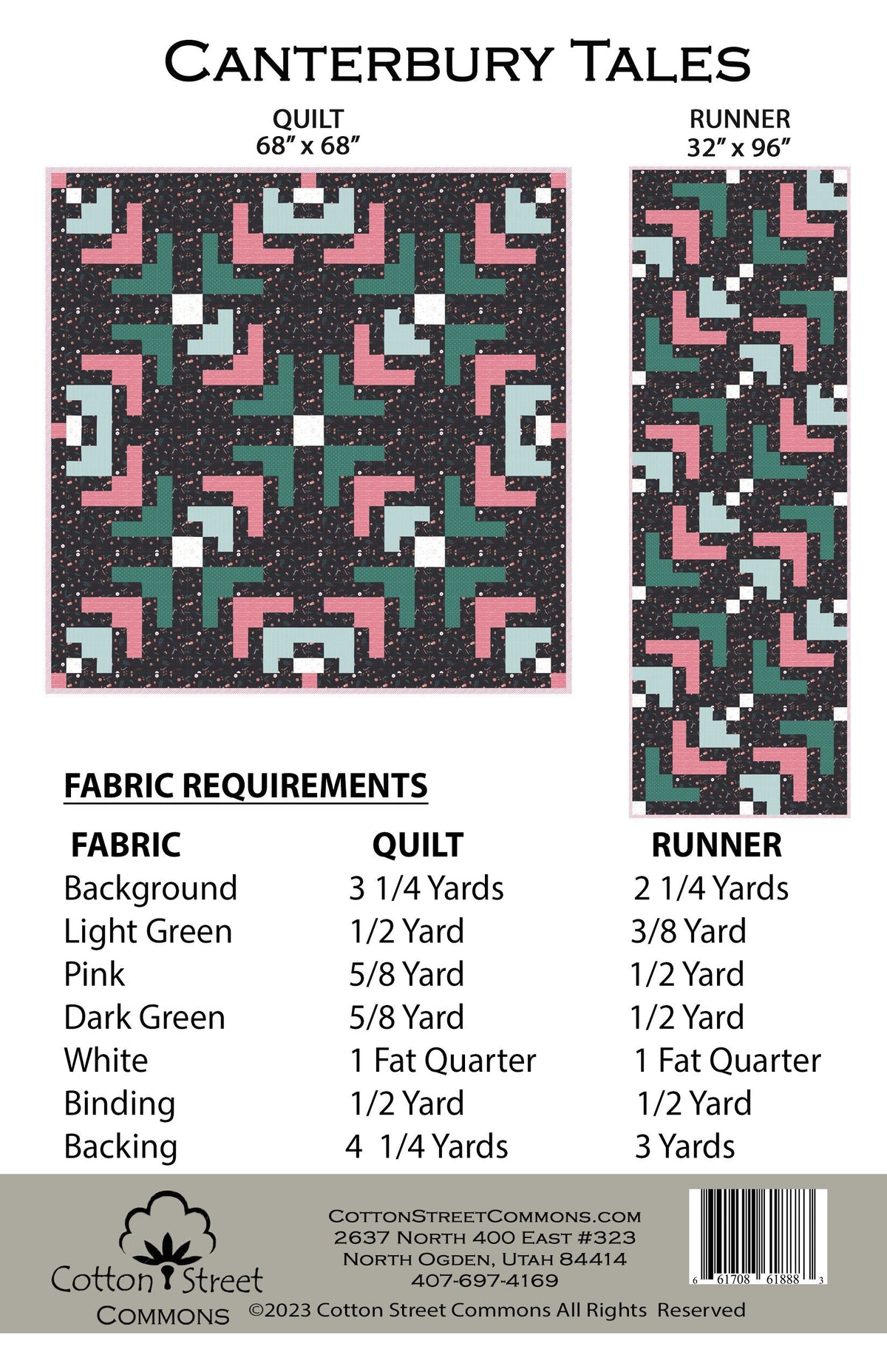 DIGITAL DOWNLOAD Cotton Street Commons Canterbury Tales Quilt Pattern (2 Size Variations Per Pattern)