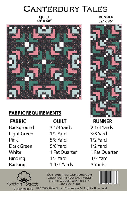 DIGITAL DOWNLOAD Cotton Street Commons Canterbury Tales Quilt Pattern (2 Size Variations Per Pattern)