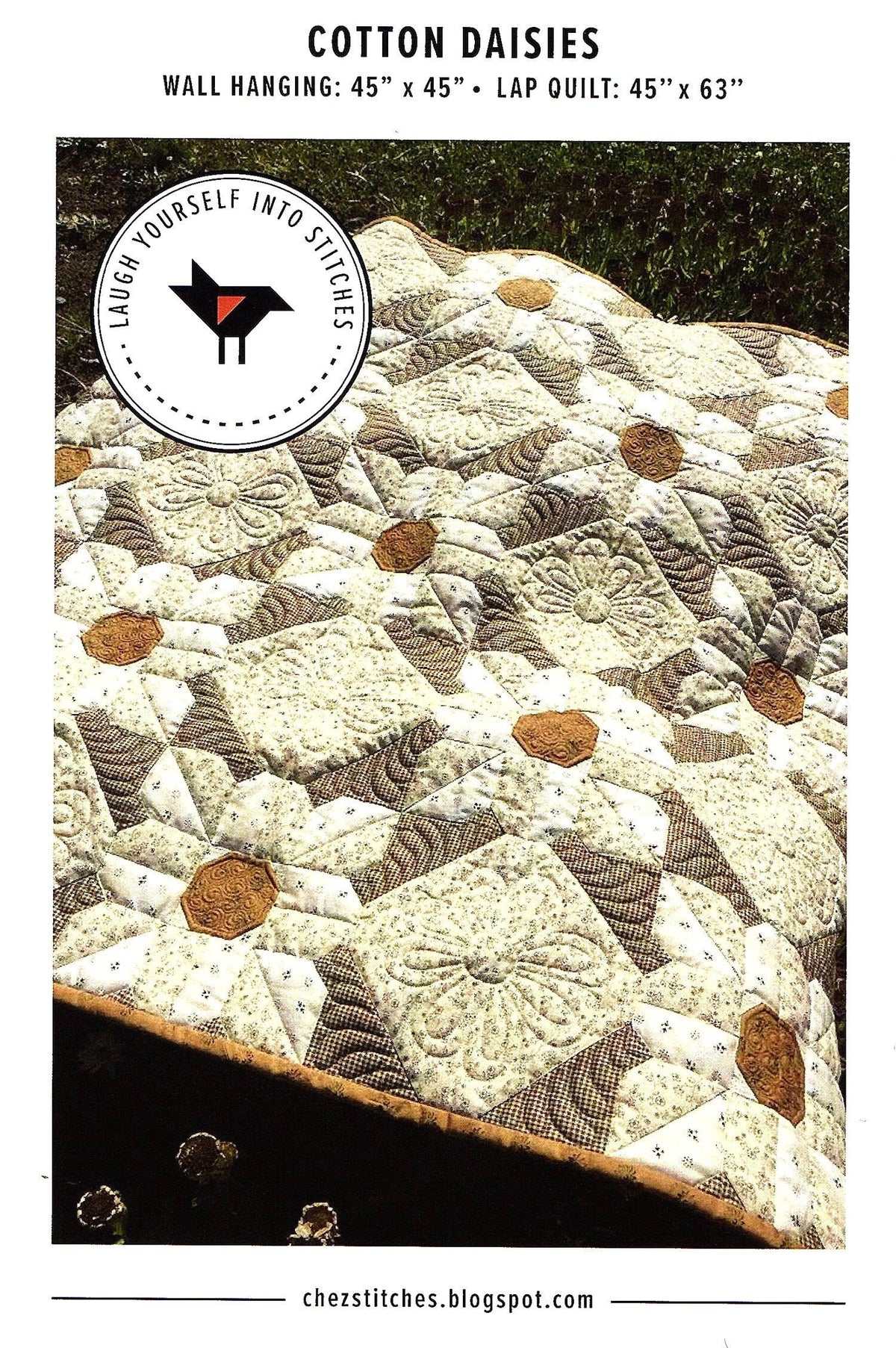Laugh Yourself Into Stitches Cotton Daisies Quilt Pattern - 2 Size Variations Per Pattern