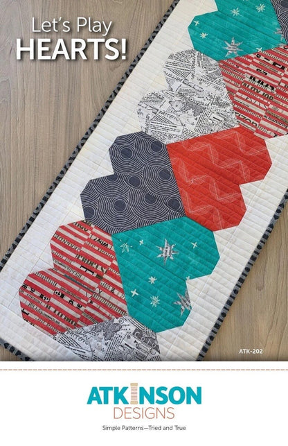 Atkinson Designs Let's Play Hearts Table Runner Pattern Finished Size: 14"x38"