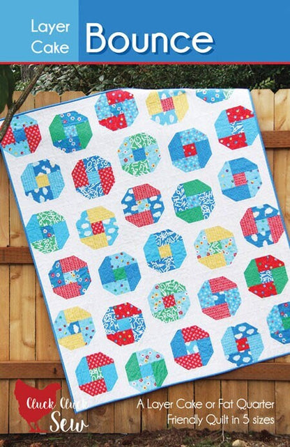 Cluck Cluck Sew Layer Cake Bounce Quilt Pattern - 5 Size Variations Per Pattern