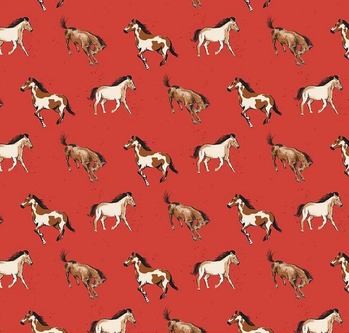Riley Blake Wild Rose Fabric Collection Horses on Red Premium 100% Cotton Quilt Shop Quality Fabrics
